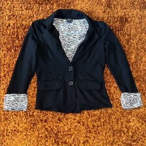 Rue21 Black Blazer with Zebra Accents